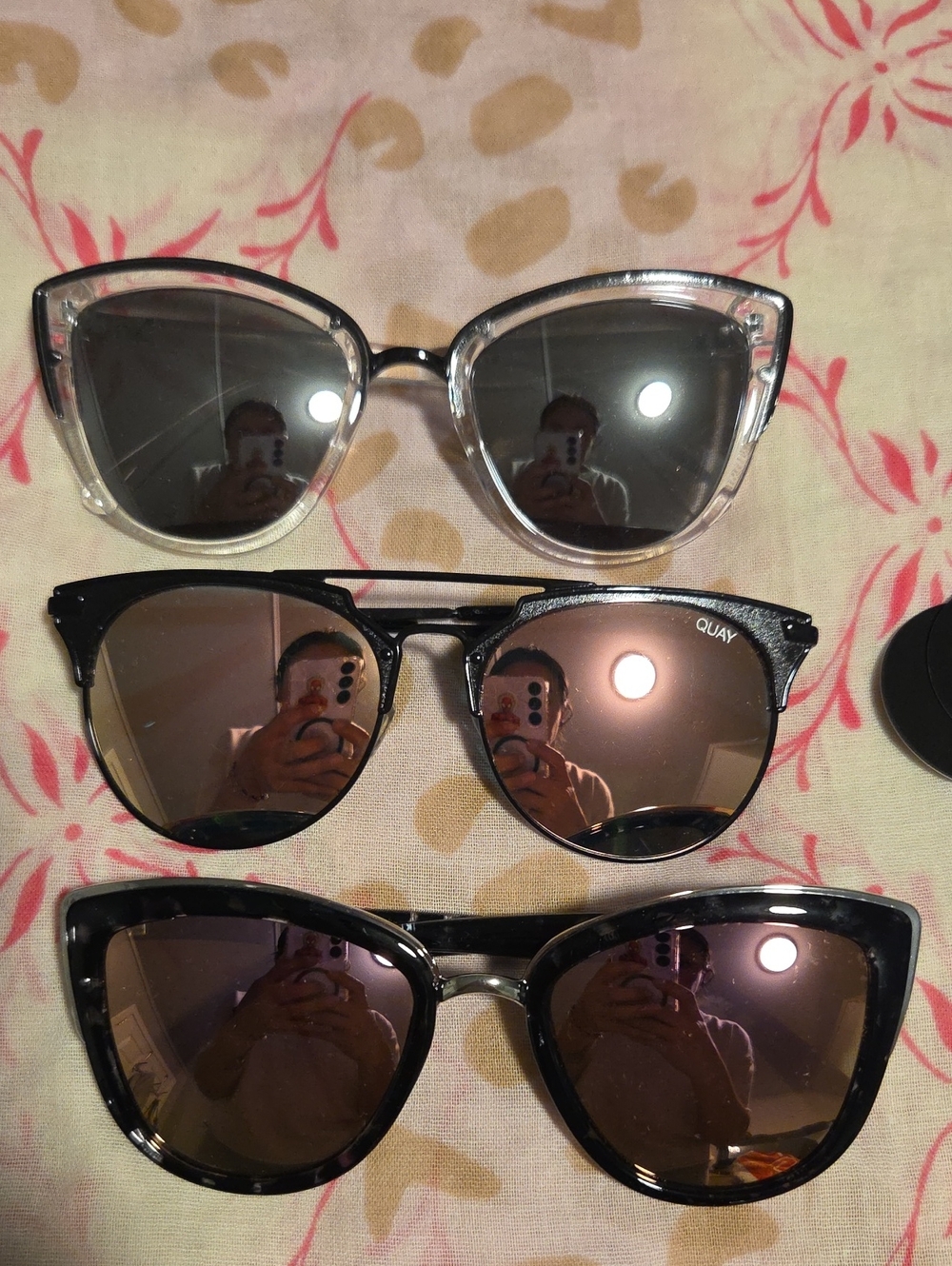 Quay Australia Black and Clear Mixed Frame Sunglasses Trio